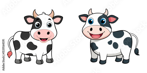 Set of cartoon cow  vector illustration design