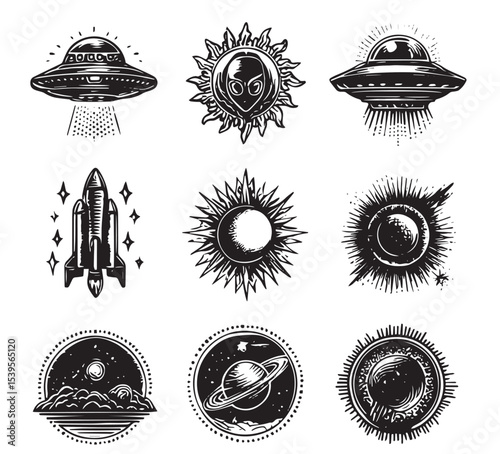 set of ufo icons