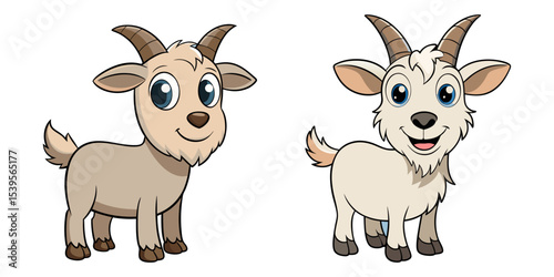 Set of cartoon goat vector illustration design
