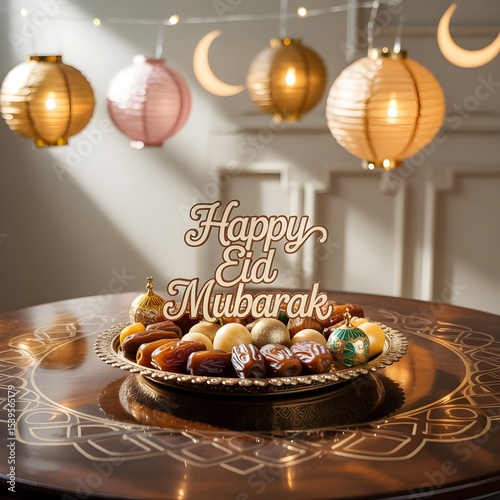 Elegant Eid Decor with Dates and Traditional Lanterns