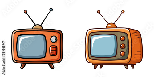 Set of cartoon old retro television vector illustration design