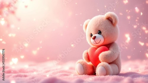 Holding a Heart Plush Toy in a Sweet, Romantic Setting for Valentines Day