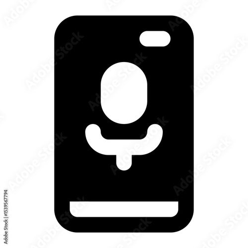 smartphone micophone black glyph icon