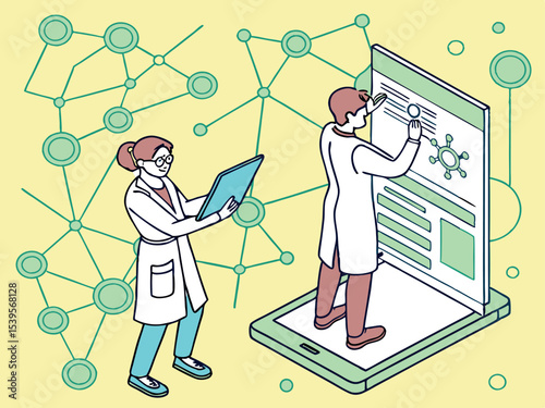 Collaborative Vector Illustration of Open Science Network  