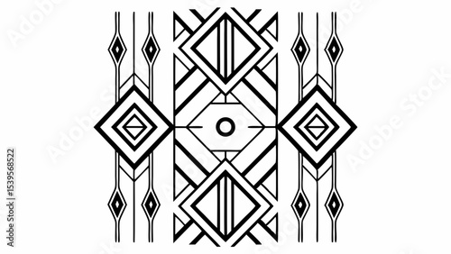 Geometric pattern featuring diamonds and lines in a symmetrical and balanced arrangement design element created with generated ai
