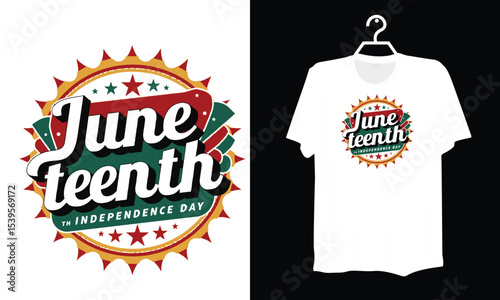 Colorful Juneteenth Freedom Day Emblem Vector Design for Black History and Emancipation Events