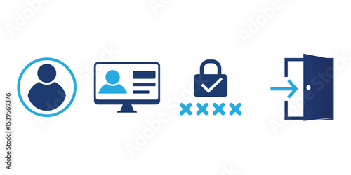Secure user login process icon set