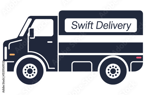 Swift Delivery Truck on the Road: A bold image of a delivery truck, symbolizing fast and reliable transport services, is traveling along an unseen road and ready for delivery.