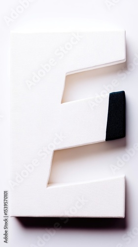 White Letter E on Cream Canvas Background photo