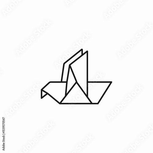 origami bird folded icon sign vector