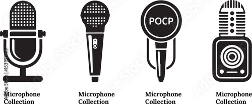 Collection of Different Microphone Styles and Designs Showcasing Various Microphone Technologies and Aesthetic Approaches to Audio Recording
