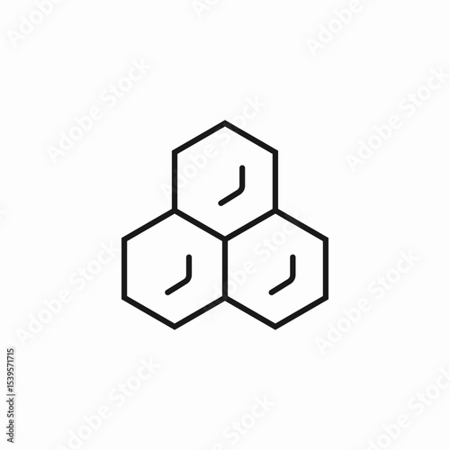 three hexagons connected icon sign vector
