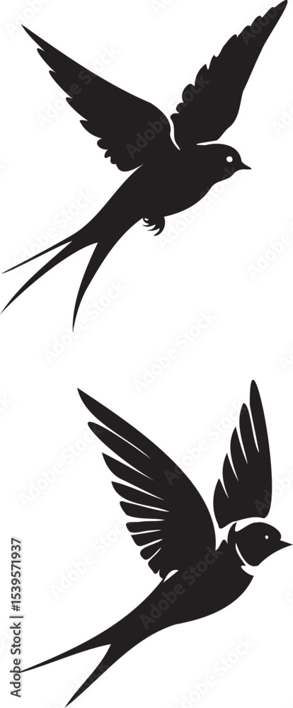 Obraz premium Swallow Bird Silhouette design flying birds vector