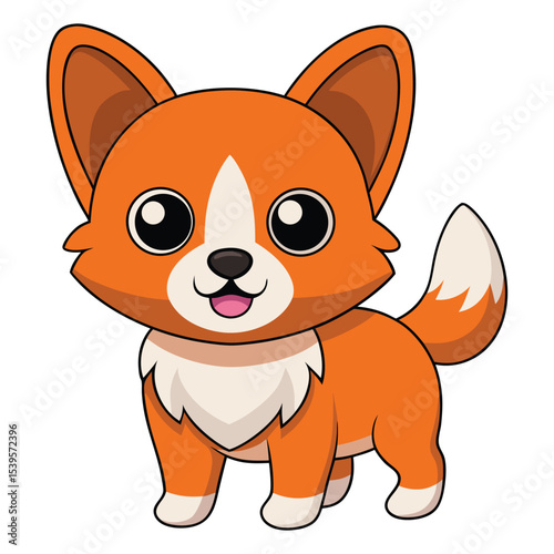 puppy cartoon set. cute spotted white brown dog, funny little animal character playing ball collar bone domestic pet vector illustration
