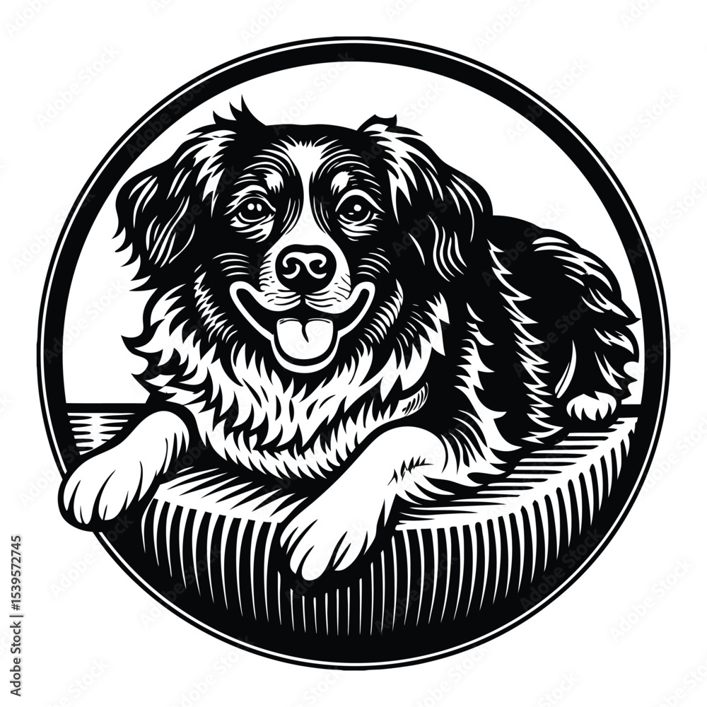 Fototapeta premium A hunting dog in the reeds, vector illustration.