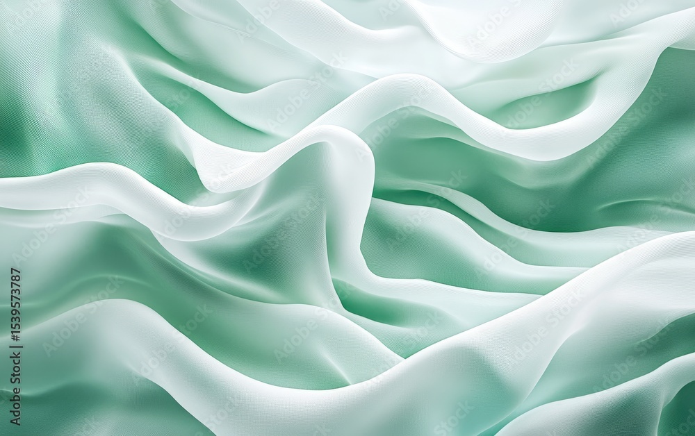 Obraz premium Soft, flowing mint-green fabric drapes