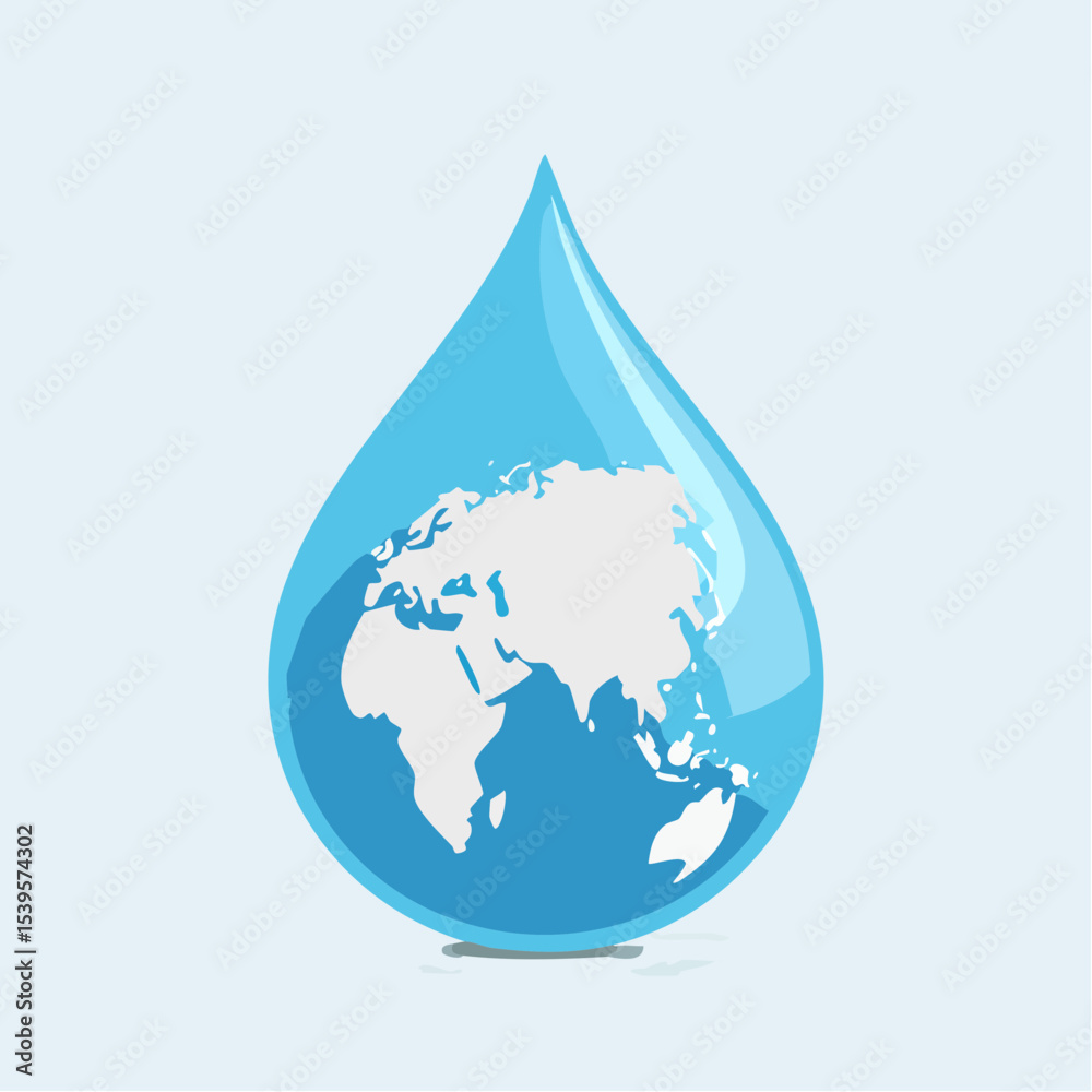 Obraz premium A water drop with the earth inside it, representing global water care and environmental responsibility.