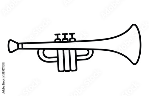 Melodic Lines: Simple lines create a classic trumpet illustration, ready for any musical journey.
