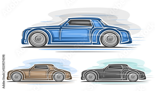 Vector colorful Coupe Cars set