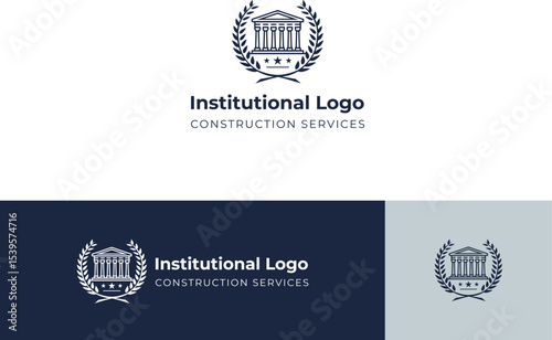 Classical Emblem with Laurel Wreath and Pillared Building | Symbol of Tradition, Honor & Prestige