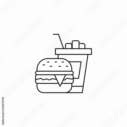 burger and drink fast food icon sign vector