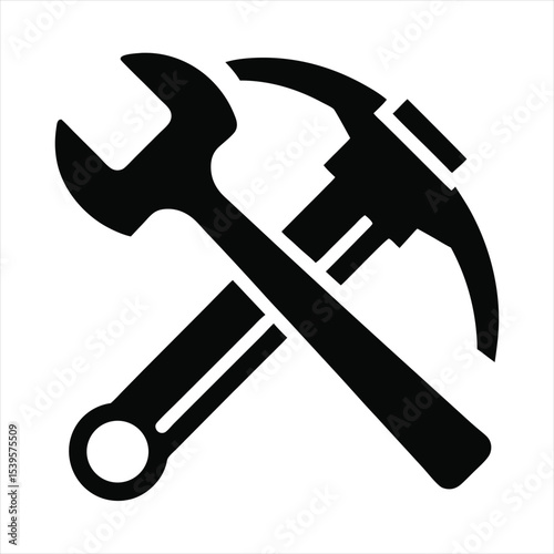 Crossed Hammer and Wrench Logo for Mechanic and Repair Services