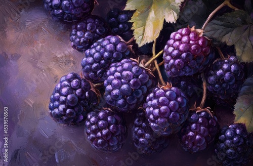 Dark purple blackberries on a textured surface