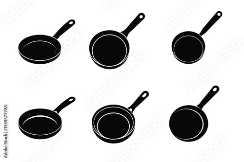Versatile Frying Pans A Collection of  Silhouette Icons for Culinary Designs