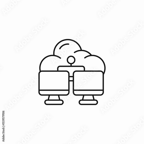 cloud computing two computers icon sign vector