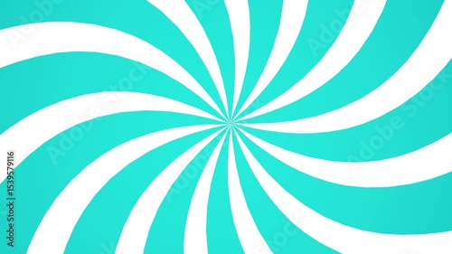 White blue Spiral Sunburst Background Animation, Seamless Loop, Retro Inspired Multicolor Bubblegum Swirl Rays and Rotating Stripes, 4k