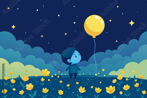 Here is a magical vector illustration of a sweet baby cat sleeping peacefully on the moon amidst a dark, starry night sky