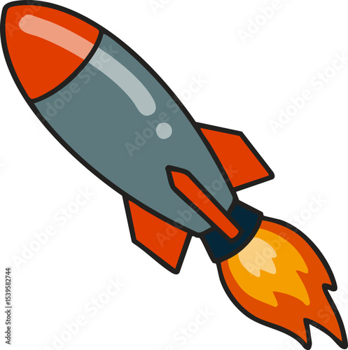 Rocket vector image that is launched and flying