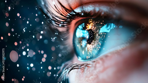 Deep space with stars and a luminous galaxy universe, a surreal cosmic eye