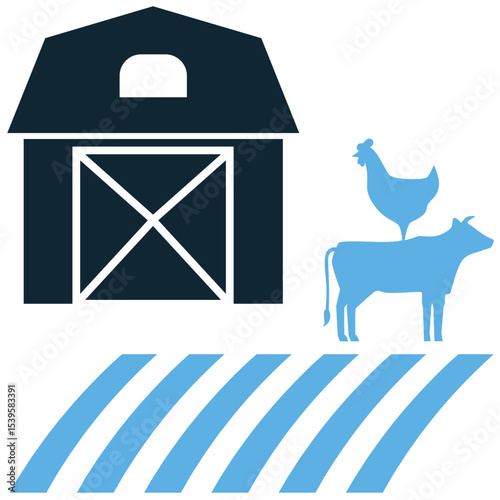 Animal husbandry icon vector representing the science of raising and caring for farm animals. Suitable for themes of livestock management, breeding, animal health, and sustainable farming.