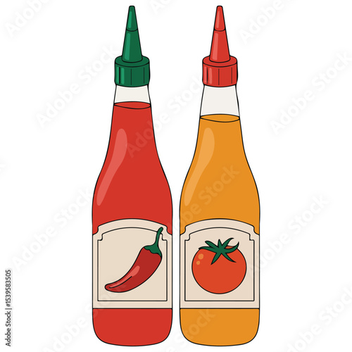 chili tomato ketchup isolated vector illustration on white background