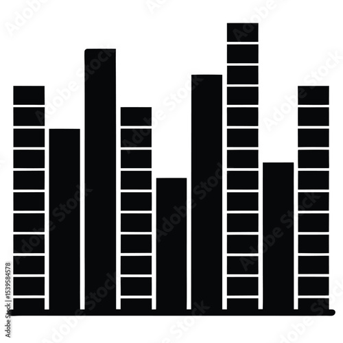-music-equalizer-bars-icon black vector illustration on transparent background