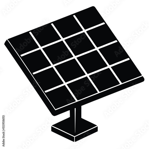 -solar-panel-3d-icon-icon black vector illustration on transparent background