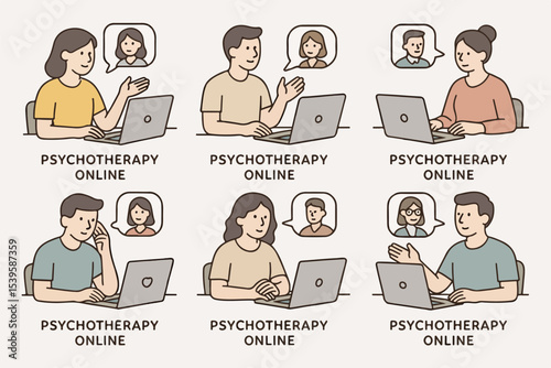 Vector Set Psychotherapy online session or consultation.