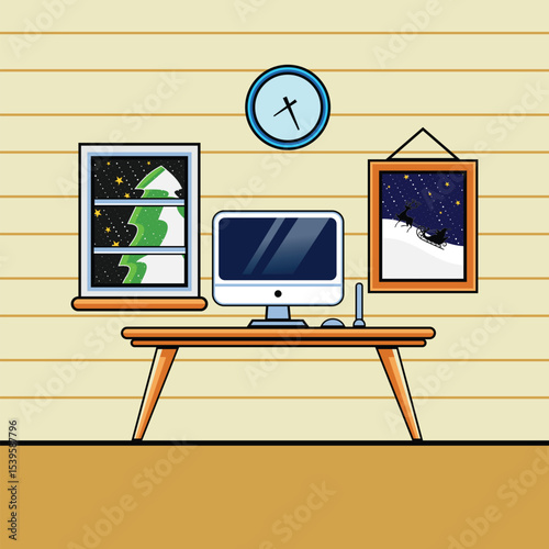 WORKSPACE WITH WINDOWS AND PAINTINGS