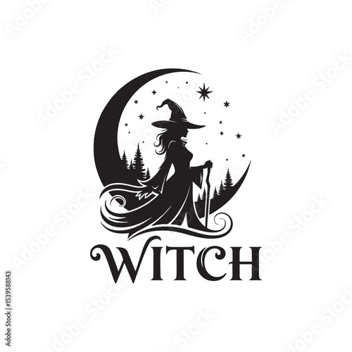 vector illustration of a halloween witch