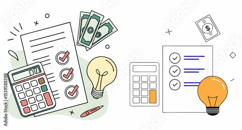 Illustration of budgeting and financial planning concept