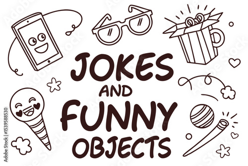 Hand drawn marker font with doodle joke borders