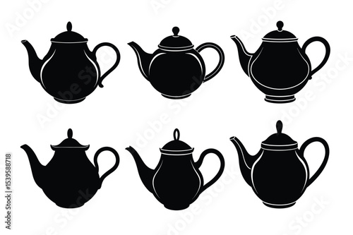 Elegant Teapot Silhouettes A Collection of Six Classic Designs
