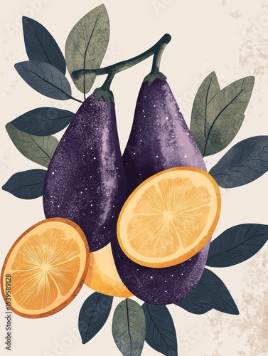 artistic presentation of purple eggplant