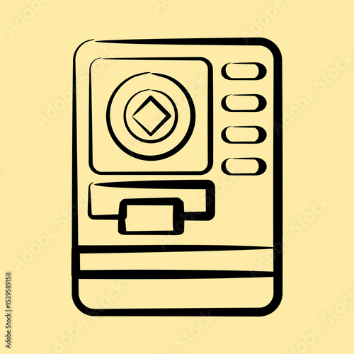 Icon atm crypto. Crypto currency elements. Icon in hand drawn style.