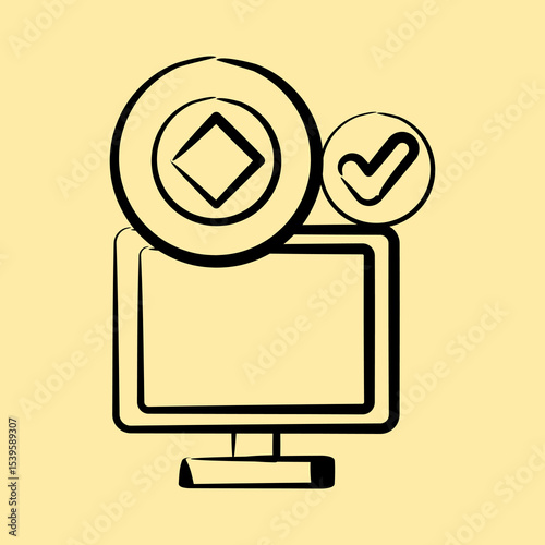 Icon crypto accepted. Crypto currency elements. Icon in hand drawn style.