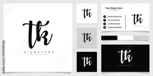 Initial TK handwriting logo vector template with business card
