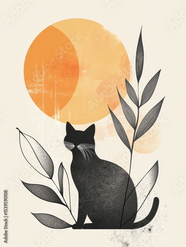 artistic cat on light background