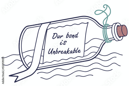 Handwritten message in a bottle illustration