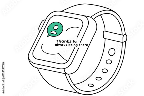 Smartwatch illustration with chat bubble icon